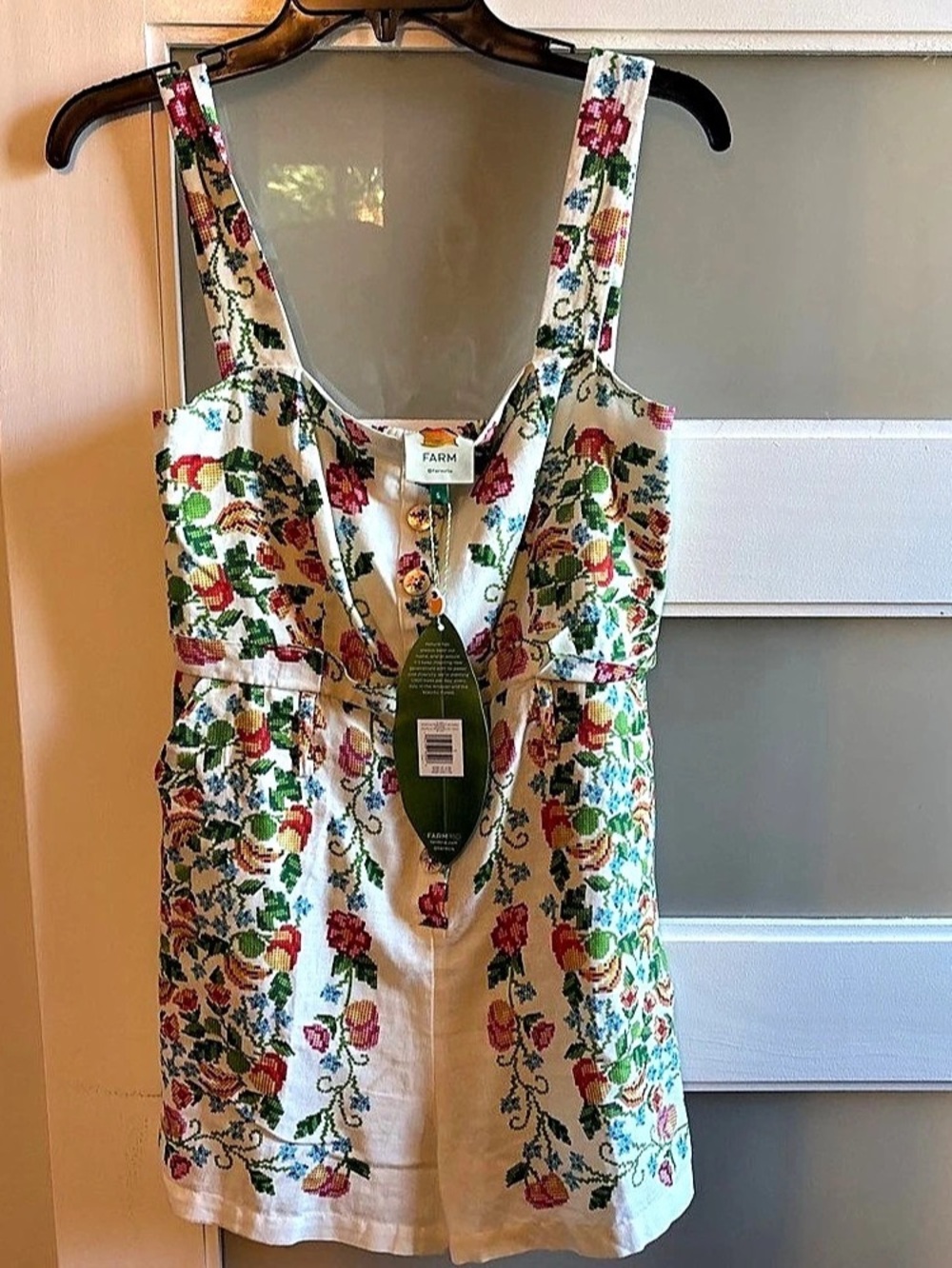 FARM Rio Floral Embroidered Romper Size Small NWT